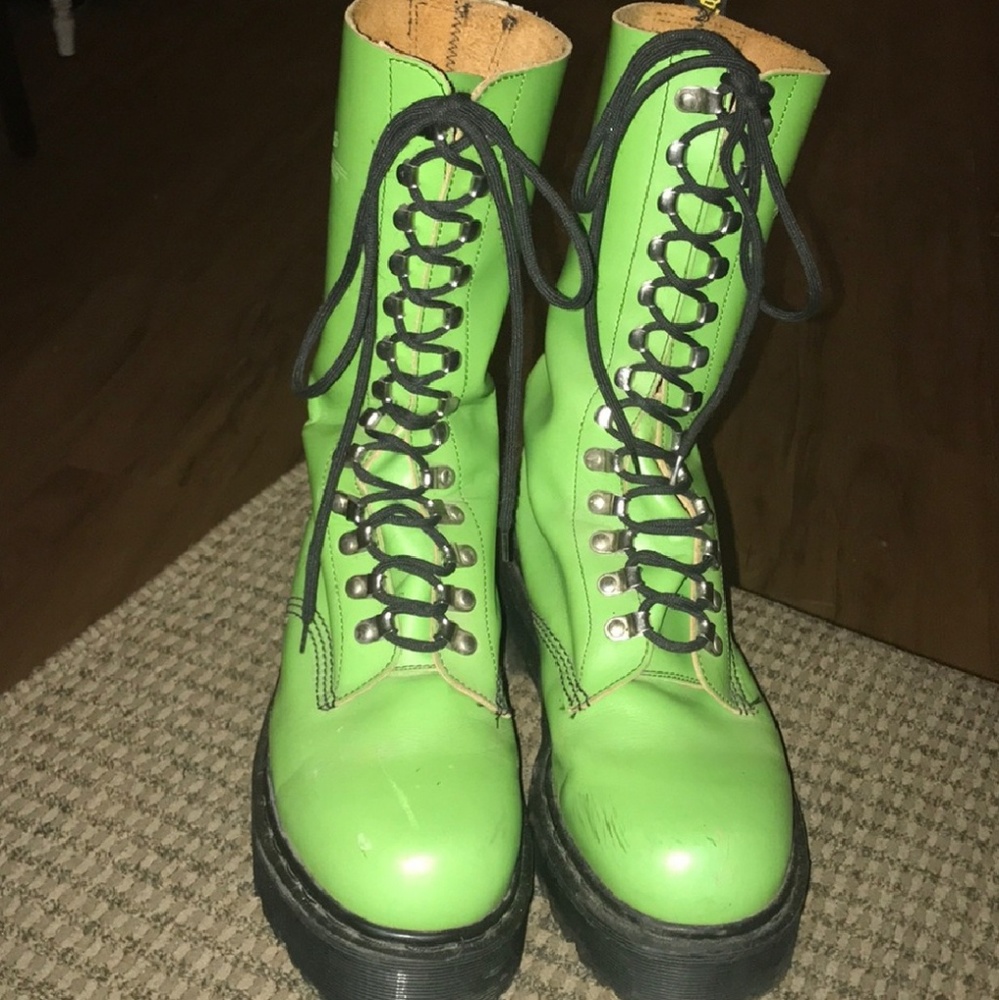 Vintage style neon green doc Martens